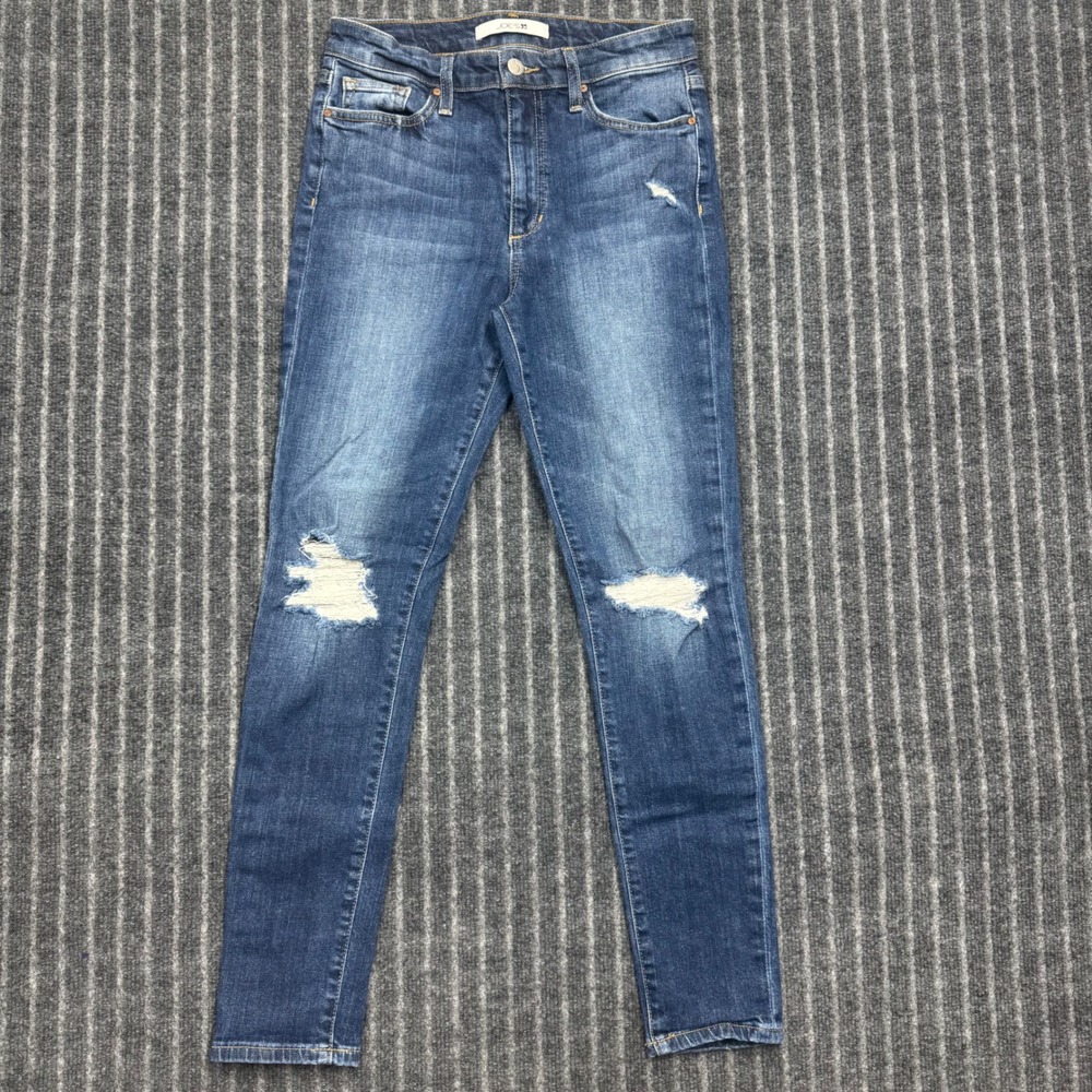 Joe's Jeans Womens High Rise Skinny Ankle Jeans 27 Blue Distressed Stretch Denim